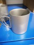 450ml Capacity Double Wall Utdoor Coffee Mugs Pure Titanium Natural Color