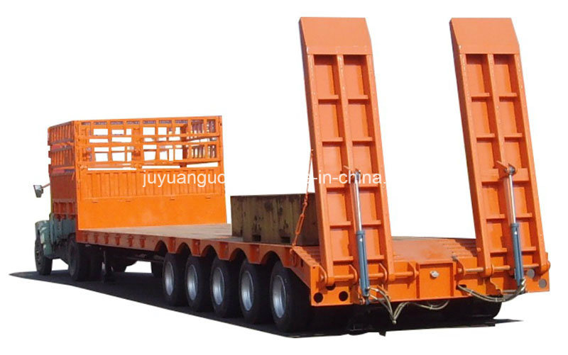 2 Axle 28 Tons Lowbed Lowboy Truck Trailer Semi Trailer for Heavy Equipment Transport