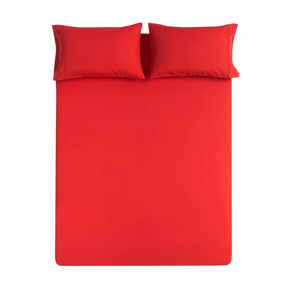 Bright Red 3 Piece Bedding Set No Bleaching With 50x70cm Pillow Case