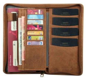 Wholesale Mens Stylish Leather Wallet , Zipper Closure Travel Document Wallet from china suppliers