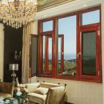 Horizontal Opening Wood Grain Aluminum Casement Windows Sound Insulation 35dB