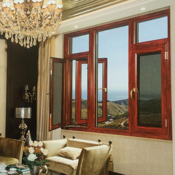 High Energy Efficiency Wood Grain Aluminum Casement Windows for House Transforma