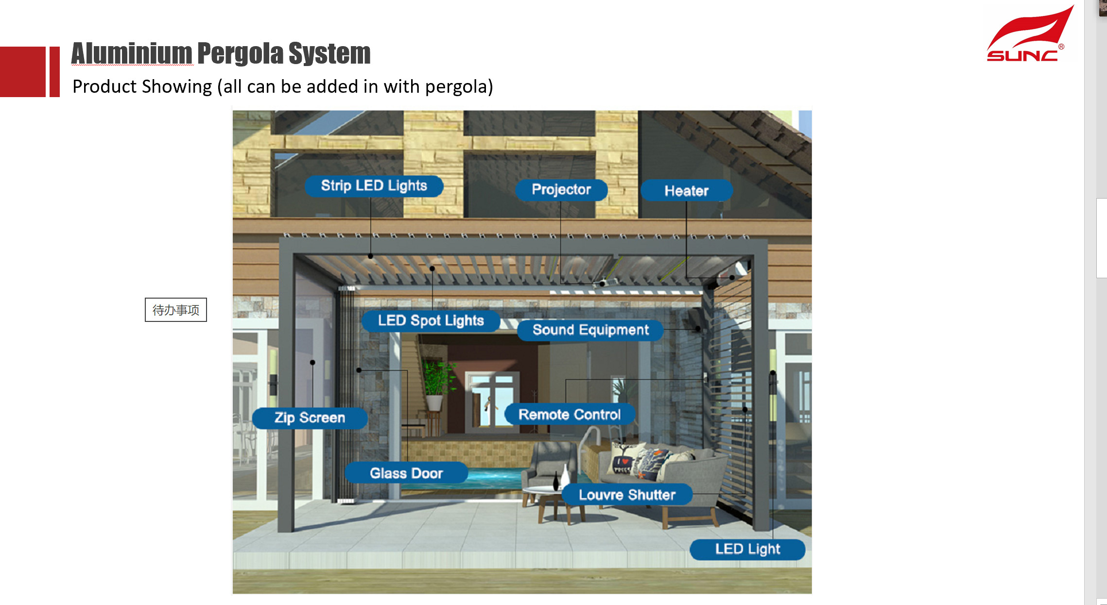 Waterproof Aluminium Motorized Louvered Pergola With Led Light