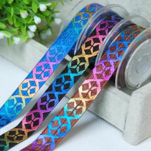 Wholesale Colorful Rainbow Gold Stretchy Ribbon For Hair Ties , Gifts Wrapping Flat Elastic Ribbon from china suppliers