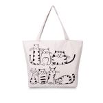Printed Cartoon Womens Canvas Tote Bags , Portable Big Shoulder Bags