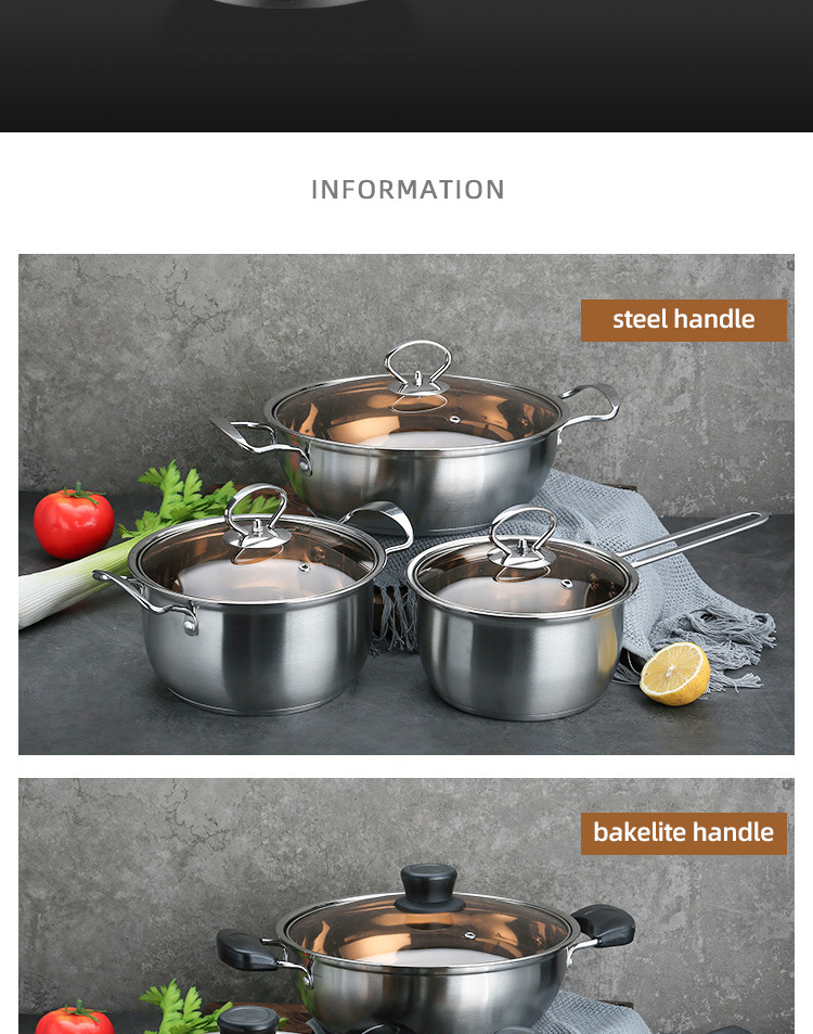 Amazon TOP Seller 6 PCS Flat Bottom Cooking Pot Sets Sauce Pan Soup Pot Frying Pan Sets For Kitchen