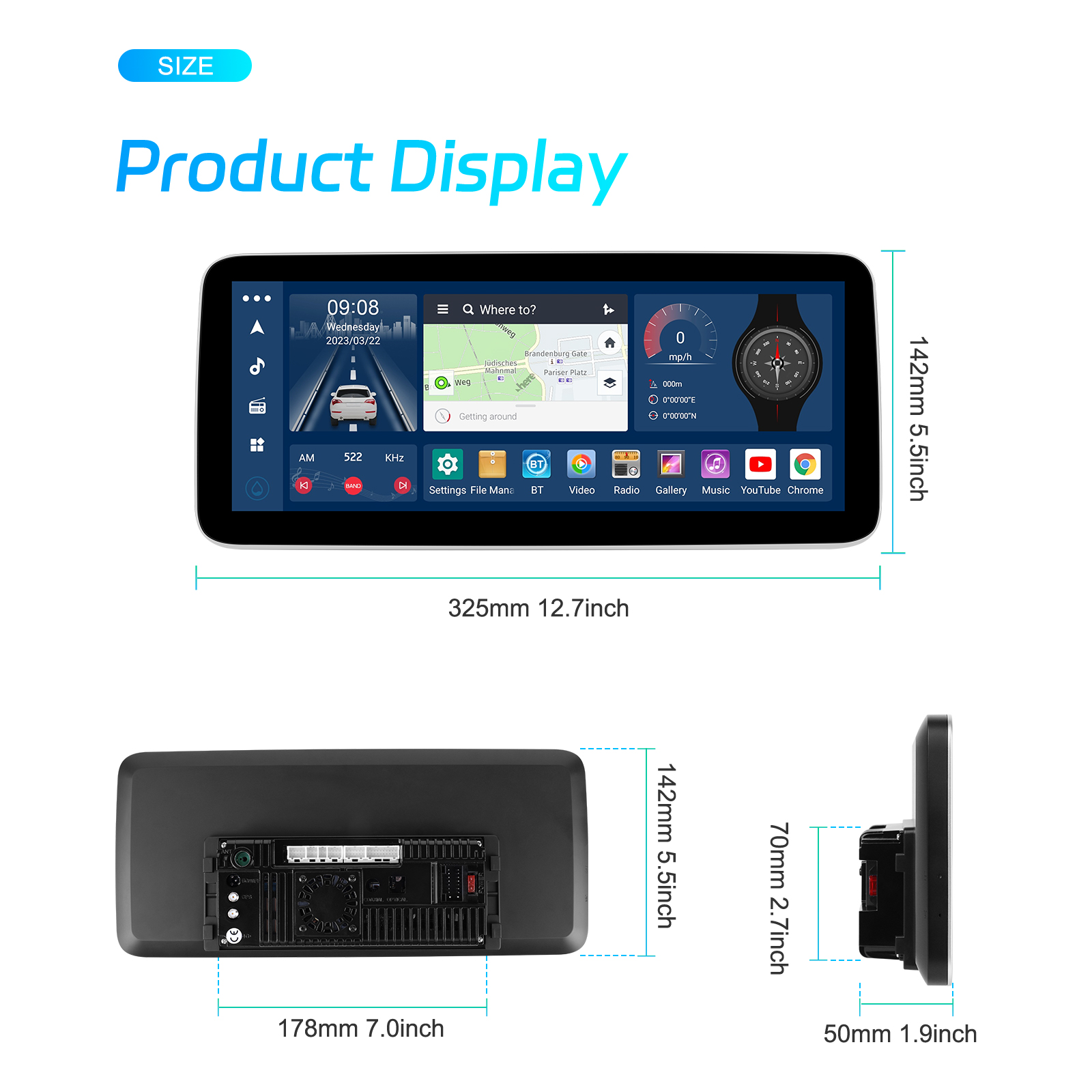 Universal Year 12.3" Android 12 Car Radio GPS Navigation Multimedia Player For Mercedes