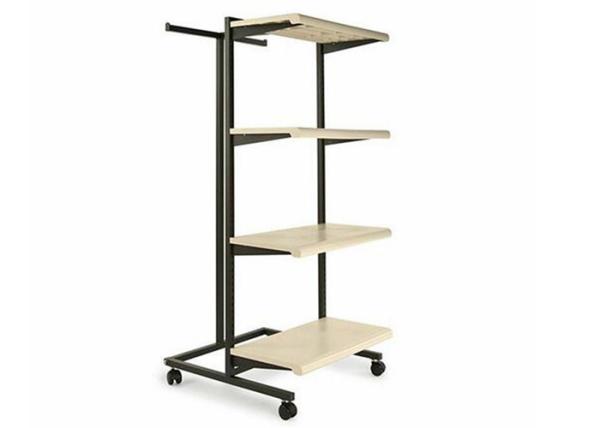 Multifunction Light Weight 4 Wheels Clothing Display Rack / Clothing Store Racks