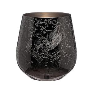 Wholesale Sleek Single Wall Black Stainless Steel Wine Glass Egg Shape Etched with Fairy and Castle Design from china suppliers