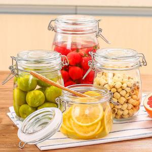 Wholesale Custom Airtight Square Glass Storage Bottle Jar With Clip Lids Various Size Available from china suppliers