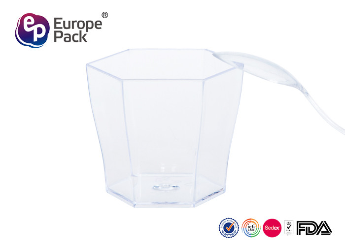 Disposable Clear Plastic Dessert Containers 60Ml Tasting Six Container
