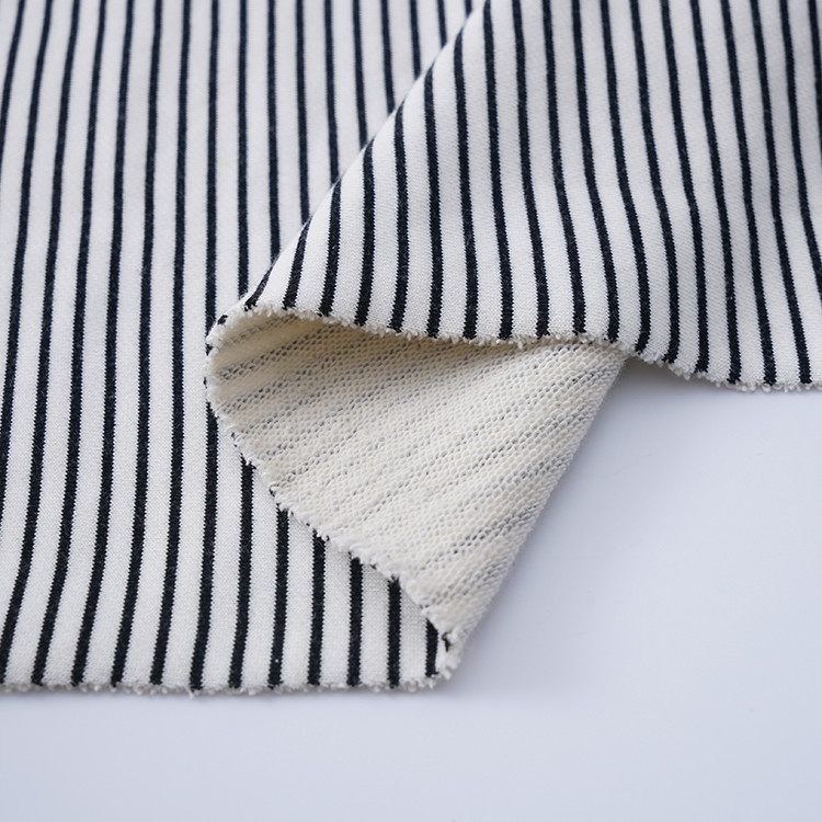 Fashion Cotton French Terry Fabric Striped Skin Friendly Texture