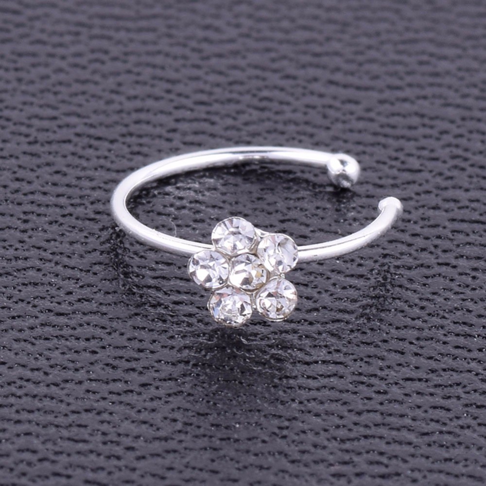 Fashion Crystal Nose Ring Indian Flower Nose Stud Hoop Septum Clicker Piercing Nose Clip Rings Body Piercing Jewelry