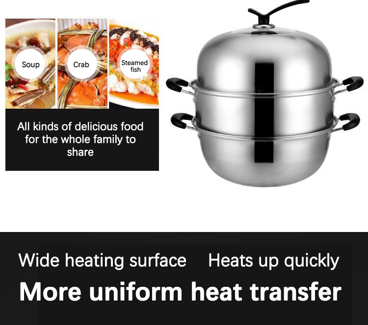 Amazon Top Seller Kitchen Cooking Induction Multi-Layer Stainless Steel Steamer Pot With Bakelite Handle