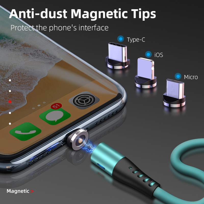 Magnetic Fast Charging Cord USB Cable For Phone Liquid Silicone