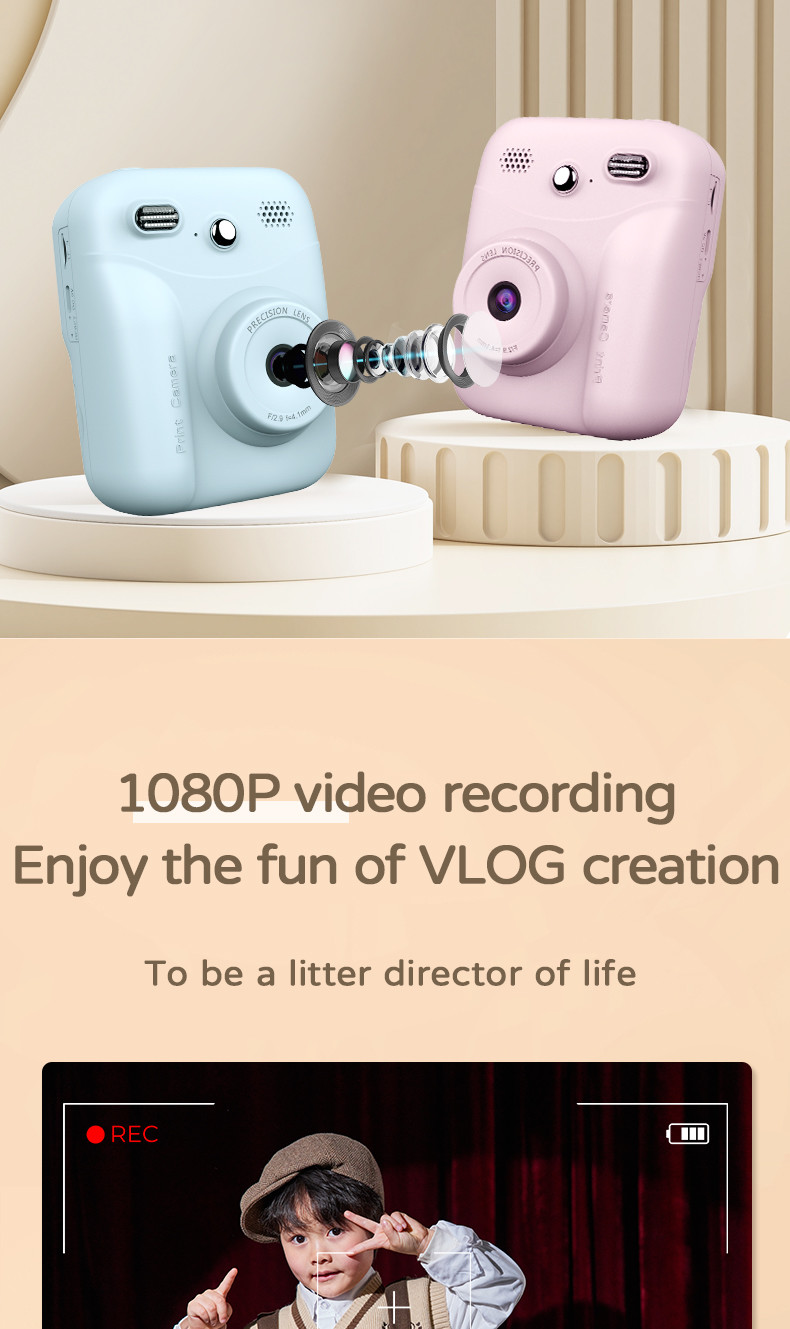 Rechargeable Childrens Printable Camera Toy 1300mAH Video Recorder OEM