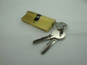 Wholesale 70mm(35*35) Euro Profile Double Brass Cylinder Lock with 3 brass normal keys Brass brushed surface finish from china suppliers