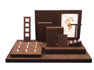Wholesale Custom Handmade Brown Leatherette Jewelry Display Set MDF Jewellery Showcase Stand from china suppliers