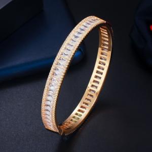 Wholesale Luxury Cubic Zircon Bracelet with Leaf Shape CZ Vintage Bride Wedding Bracelets Bangle for Women Jewelry from china suppliers