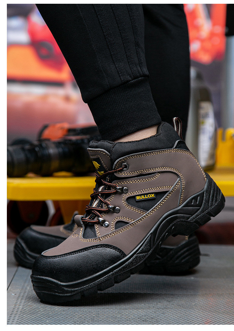 Security Work Boots Oxford Cloth Safety Boots PU Injection Sole Steel Plate Anti-proof Work Shoes For Men