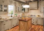 Marble stone Countertop Solid Wood Kitchen Furniture , White Closeout Kitchen
