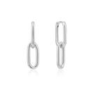 Wedding Occasion Simple Silver Cable Link Stud Earring 30mm Height Elegant