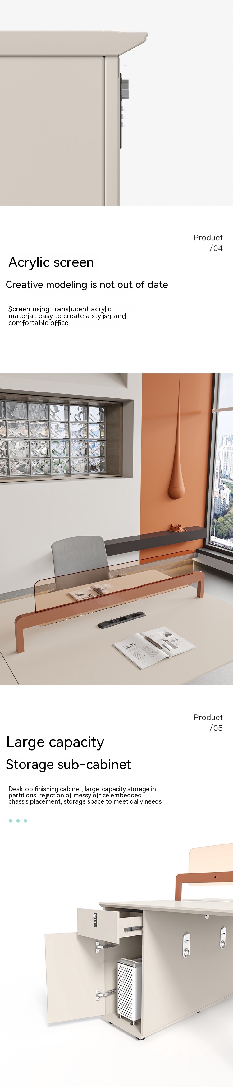 Staff Office Desk and Chair Combination Table Modern Design for Six People in Commercial
