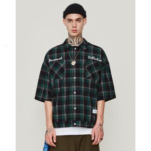 Wholesale 140 Gram Grid Short Sleeved Embroidery Mens Shirts Square Collar from china suppliers