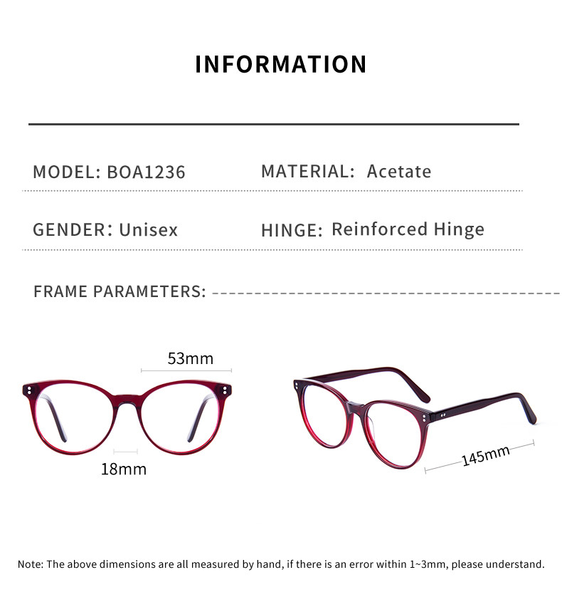 Custom Logo Acetate Round Optical Frame Glasses OEM ODM Unisex Men Women