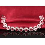 Fashion Platinum Plated Links Chain Heart Shape Red Cubic Zirconia Tennis