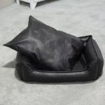 Luxury Black Soft Pet Bed Cushion PU Leather For Dogs Cats