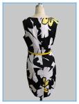Sleeveless Floral Printed Polyester Spandex Designer One Piece Dress For Lady