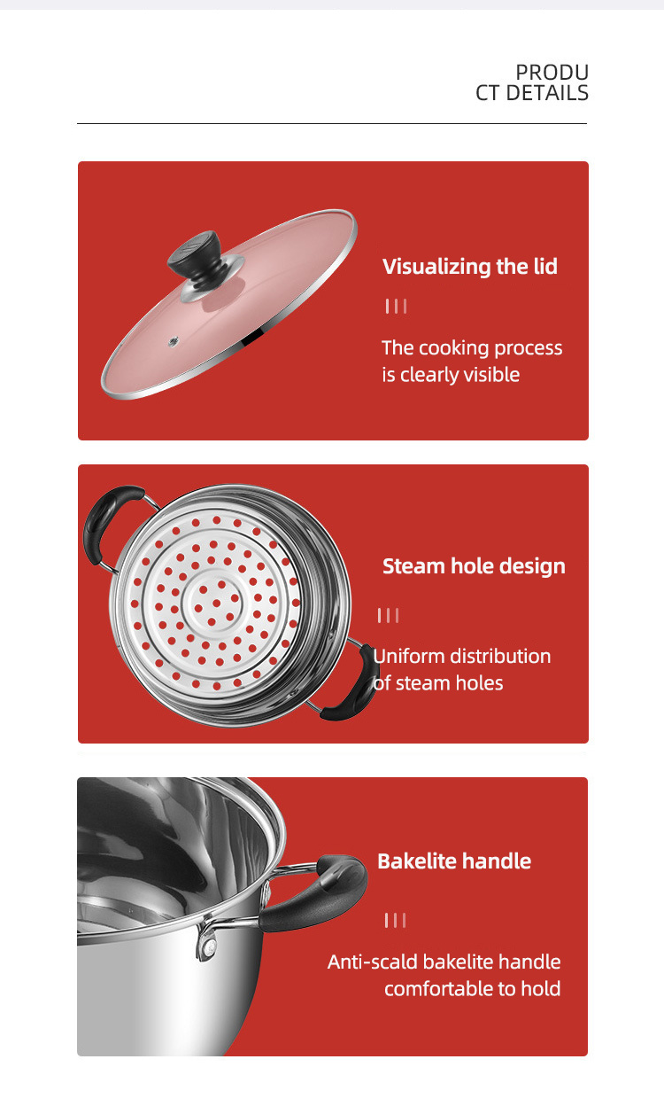 Wholesale TOP Seller Cookware Silver Cooker Soup Pots Round Steamer Cooker Steam Cooking Pot For Kitchen