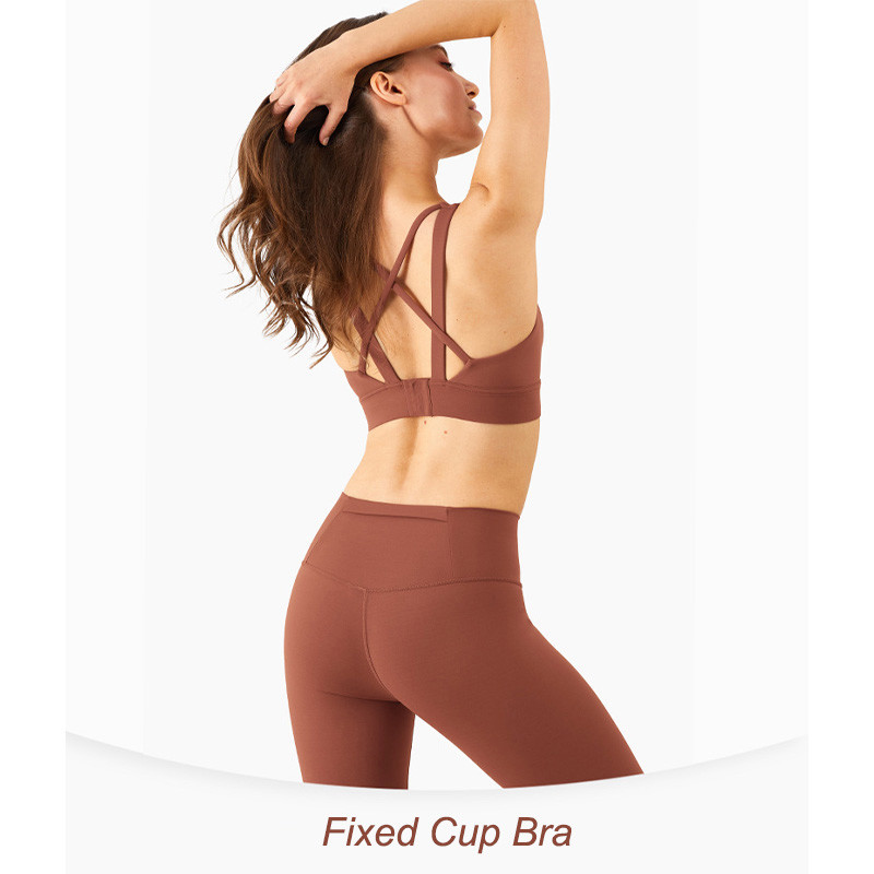 4 Colors Cross Back Padded Sexy Yoga Sports Bra Women Breathable Four Way Stretch