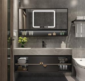 Wholesale Black Lacquer Contemporary Bathroom Cabinets Rectangle Wash Basin Mirror Cabinet from china suppliers