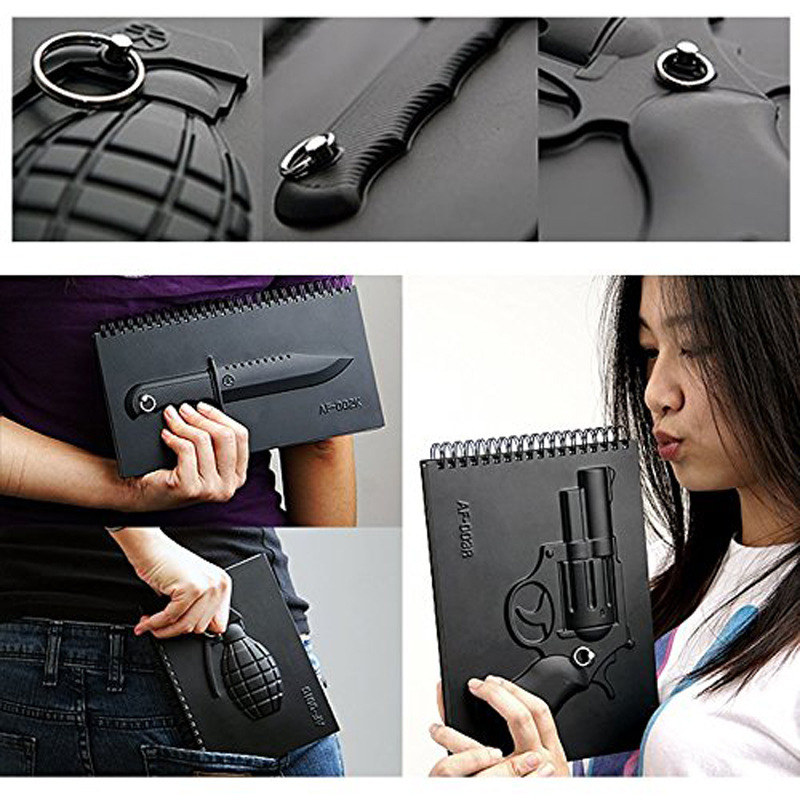 Black Customized Font Notebook Universal Writing Gun Knife Tactical Hard Cover Paper Notebook