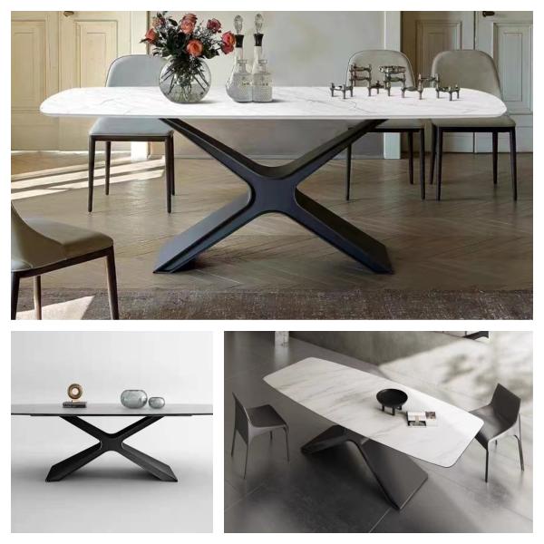 Ceramic Marble Dining Table With X-Steel Base Dining Table