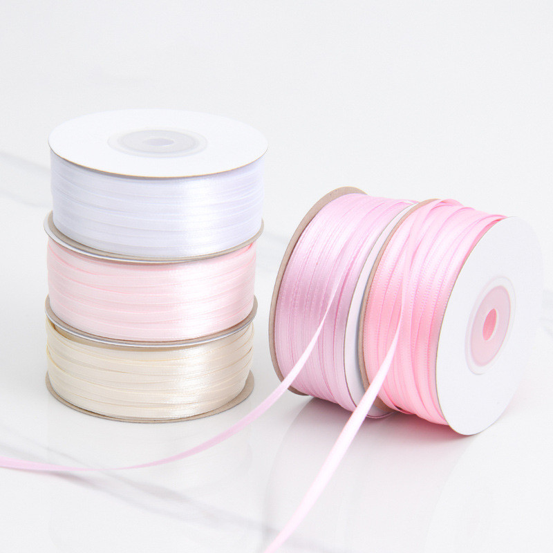 3mm Narrow Assorted Color Custom High Durability Polyester Satin Ribbon for Gift Packing