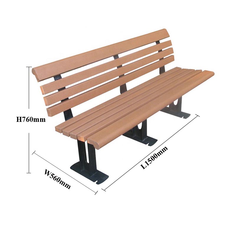 Modern Garden Bench Seat Recycled Plastic For Sports Center Playground