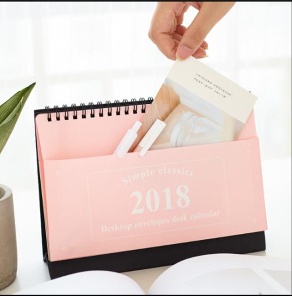 Colorful Paper Desk Wall Calendar Multi Functional With Storage Money Inner