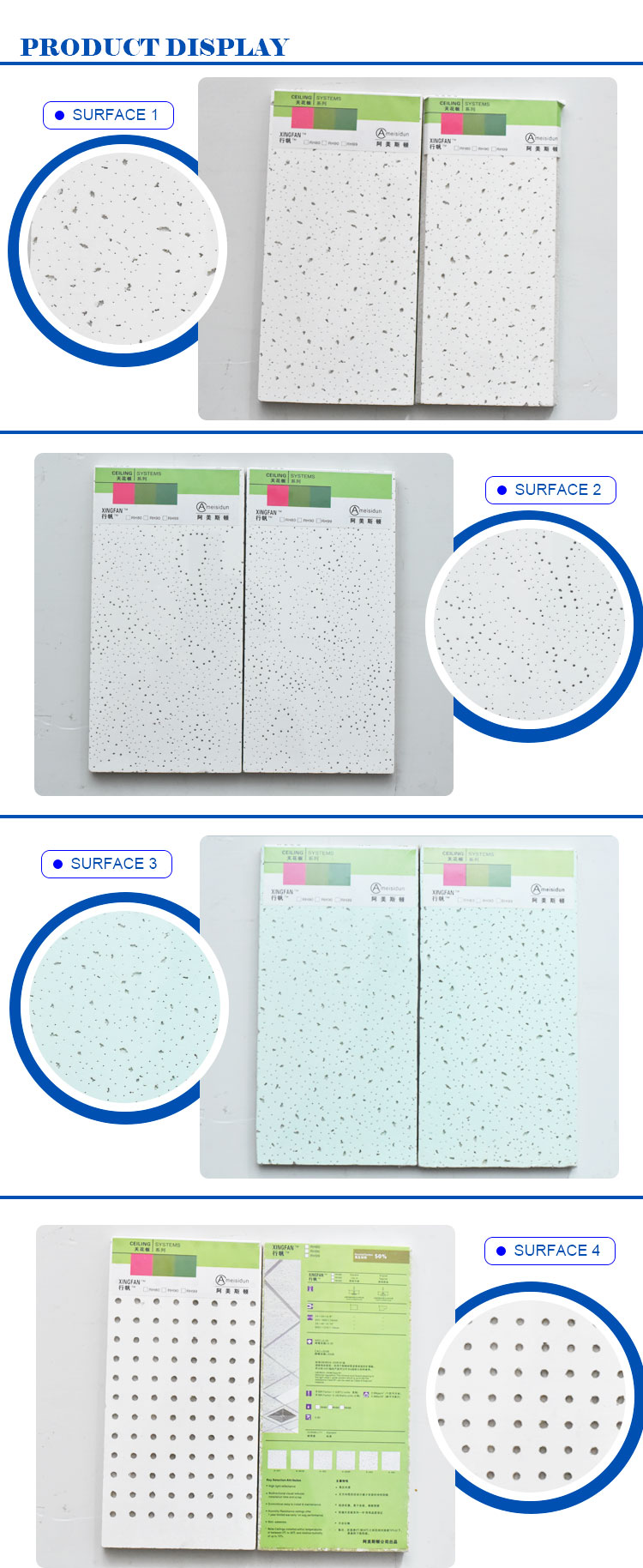 600x600/600x1200mm Mineral Wool Ceiling Tiles with Tegular Edge Pin Hole 14mm Thickness