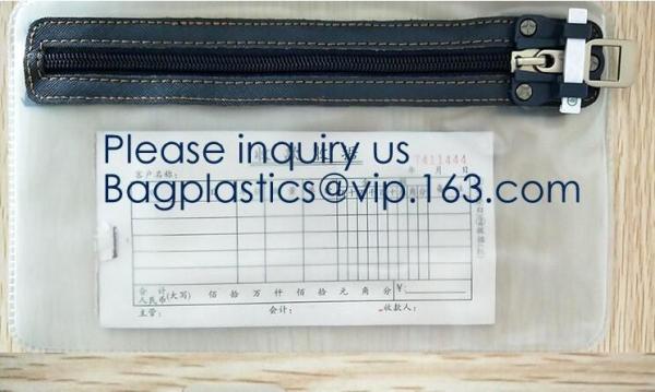 Zipper Vinyl PVC Leather Bank Deposit Bags Bank Deposit Bag With Key Ring