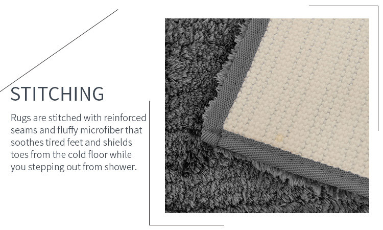 Grey Rectangle Tufted Bath Mat Microfiber Covered