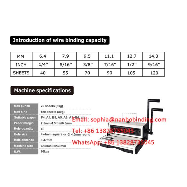 8.47mm Pitch Steel Wire Binding Machine For LTR Paper