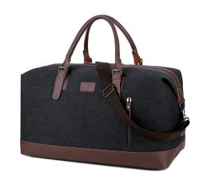 Wholesale Large Capacity Travel Duffel Bag Leather Black Canvas Shoulder Crossbody Weekend from china suppliers