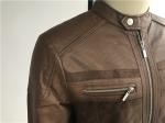 Tan Color Mens PU Jacket / Biker Coat With Metal Zip Through XS-XXL TW76239