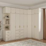 French Style 18mm Melamine Mdf Board White Wardrobe Bedroom Home Solid Wood