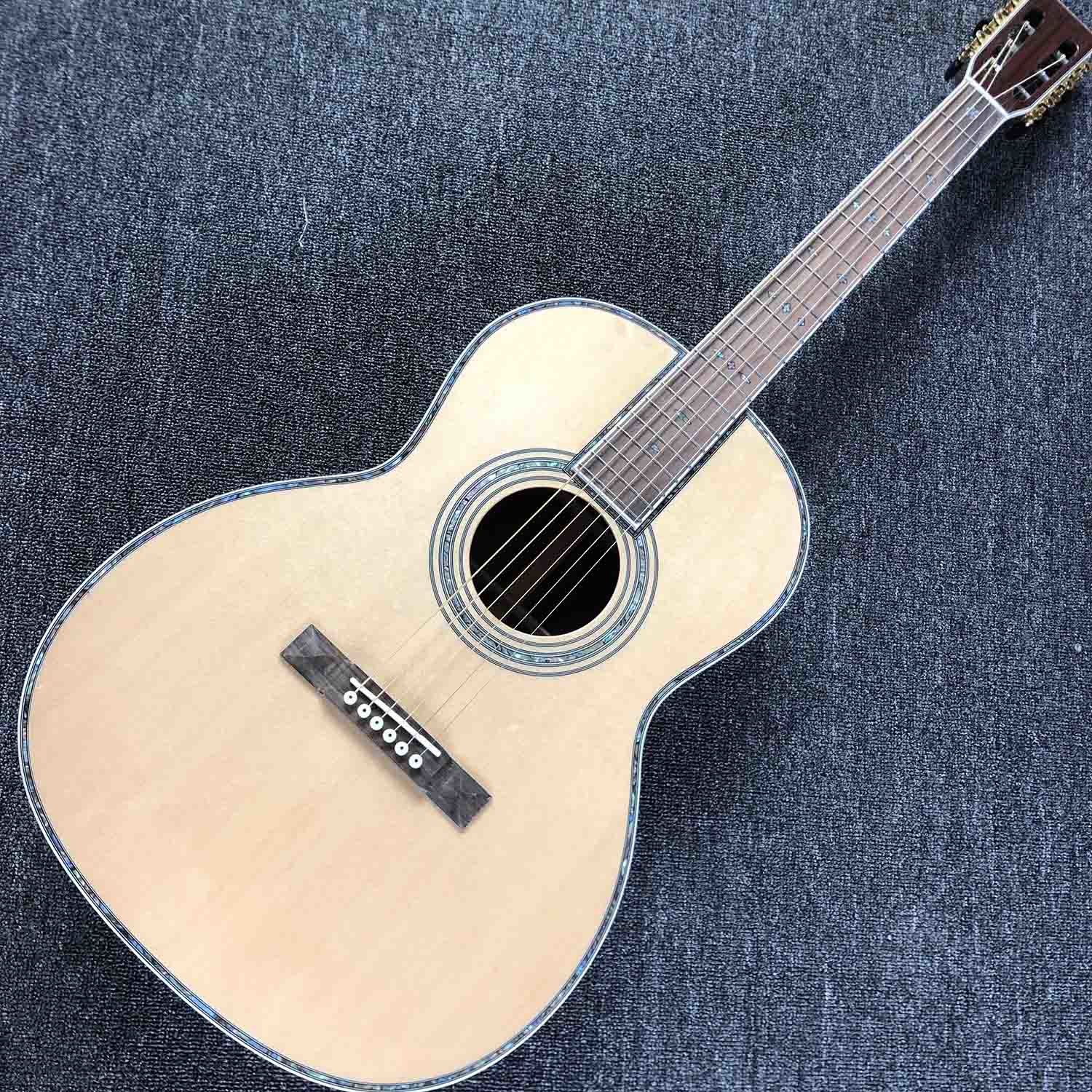 OEM custom guitar, OOO42 body shape, Acoustic Guitar,solid Spruce top, real abalone binding and ebony fingerboard
