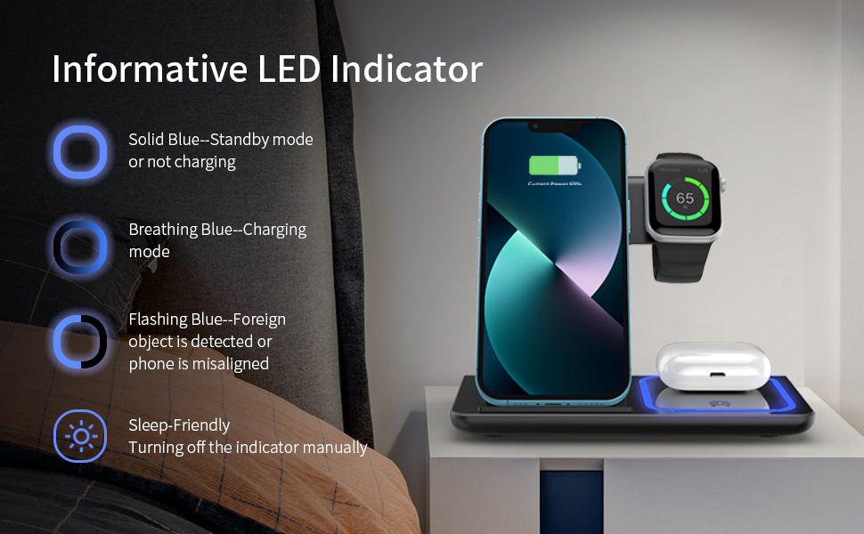3 in 1 Mobile Phone Fast Charging Magnetic Wireless Charger Foldable and Portable Output 5W/7.5W/10W/15W Protection