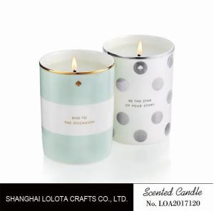 Wholesale Long Lasting Ceramic Scented Jar Candle With Border Top Gold Foil Stamp from china suppliers